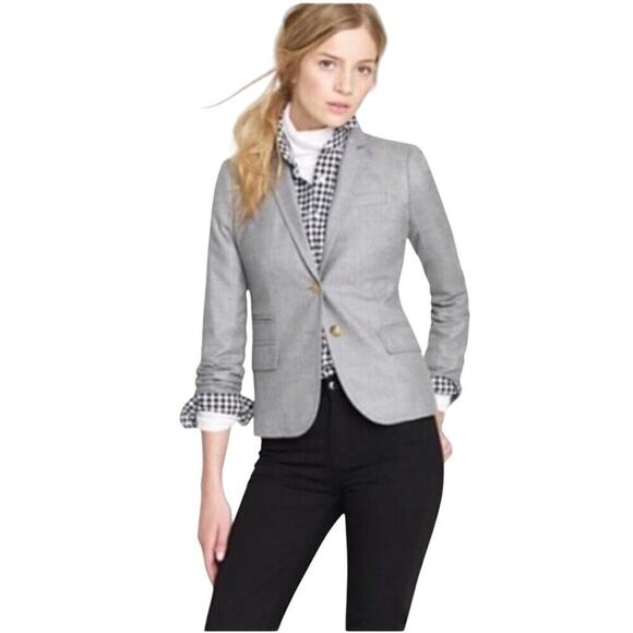 J.Crew Blazer Wool Schoolboy Jacket Single Breasted Two Button Gray 00 - Picture 1 of 10